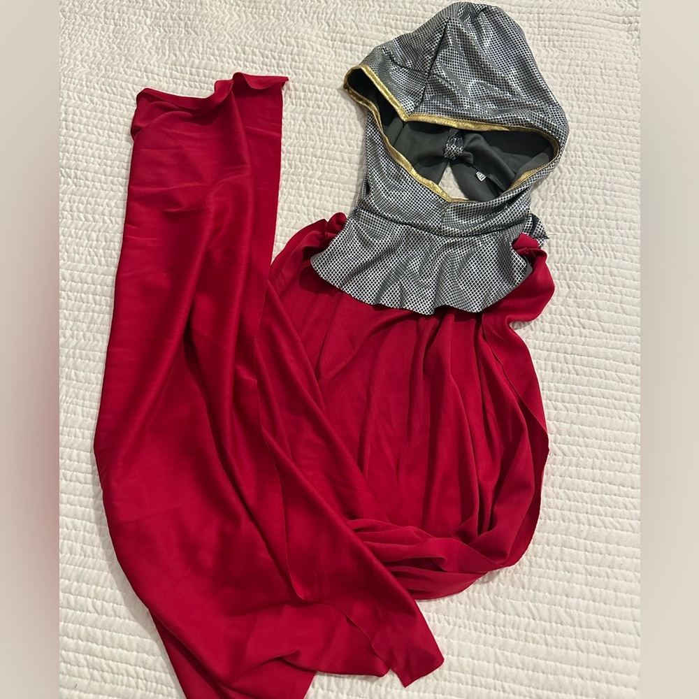 Knight Costume with Red Cape and Gold Accents - Picture 3 of 5